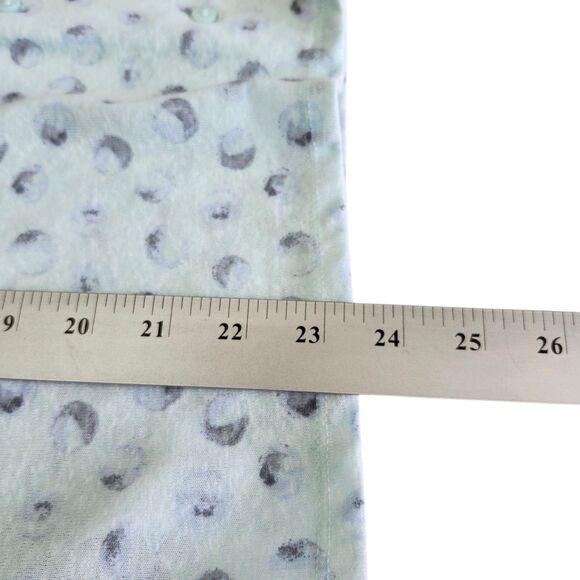 Loft Button Up Shirt Top Womens Medium Light Blue Dots Lace On Shoulder V-Neck - Picture 11 of 11